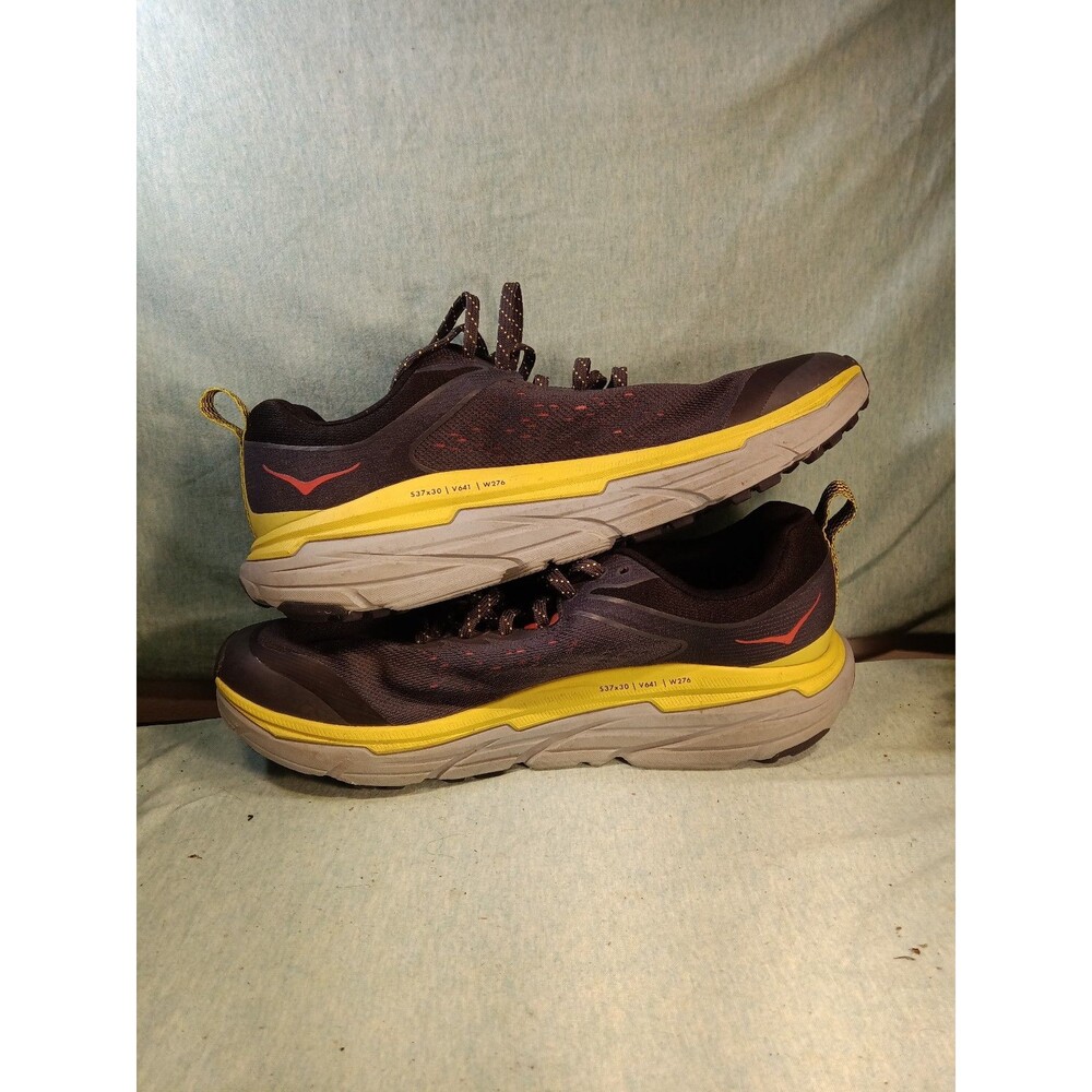 Hoka One Challenger ATR 6 Wide Gray Yellow Trail Running Shoes Men's Sz 10D